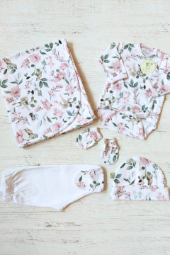 AJUAR 5 PIEZAS RECUERDOS BLANCO: MANTA, BODY, RANITA, GORRO Y MITONES (BROSET5P2-RB) en internet