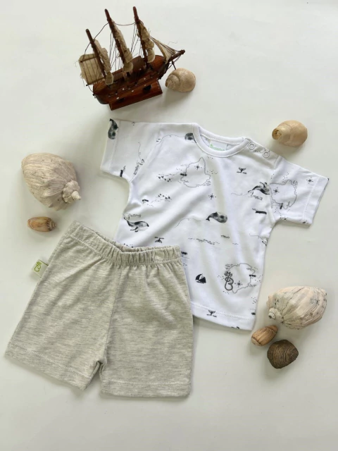 CONJUNTO BALLENAS GRIS REMERA Y SHORT - BROTECITOS (B825225E-JM)
