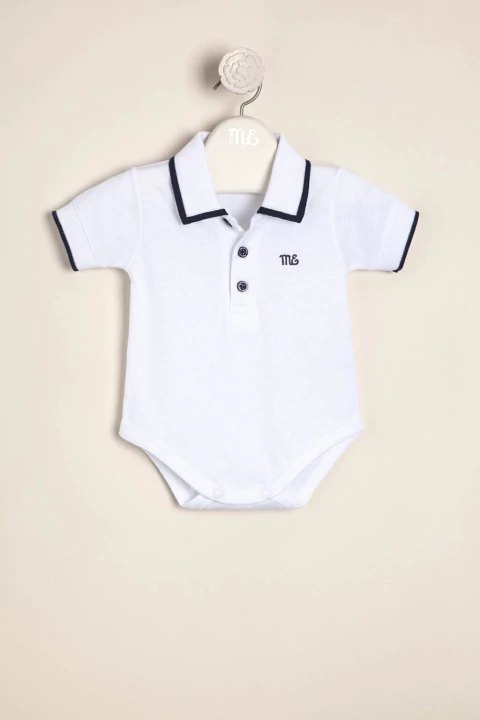 BODY DE JERSEY DE ALGODON CON CUELLO PUÑO TEJIDO Y LOGO BORDADO GREGORIO - MAGDALENA (ME45012529-18)