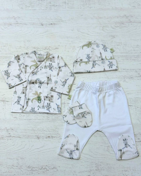 AJUAR 4 PIEZAS MEDIEVAL : BATITA, RANITA, GORRO Y MITONES (BROSETA-IL)