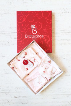 AJUAR 5 PIEZAS POEMA ROSA PIMA: MANTA, BODY, RANITA, GORRO Y MITONES (BROSET5P2-GP) - comprar online