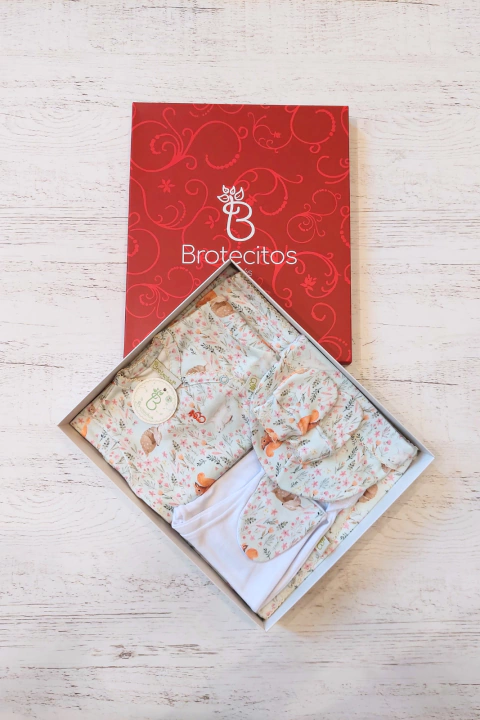 AJUAR 5 PIEZAS ARDILLA & CO ACQUA: MANTA, BODY, RANITA, GORRO Y MITONES (BROSET5P2-FY)