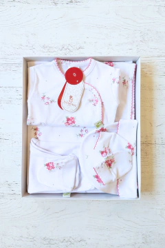 AJUAR 5 PIEZAS POEMA BLANCO: MANTA, BODY, RANITA, GORRO Y MITONES (BROSET5P2-GO) - tienda online