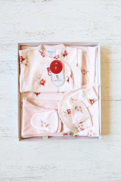 AJUAR 5 PIEZAS POEMA ROSA PIMA: MANTA, BODY, RANITA, GORRO Y MITONES (BROSET5P2-GP) - tienda online