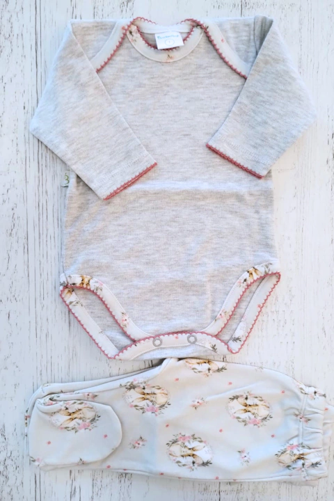 CONJ PASEO VINTAGE GRIS : BODY AMERICANO Y RANITA - BROTECITOS (BROPASEO-VINTGR)