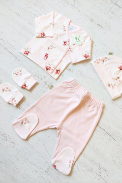 AJUAR 4 PIEZAS POEMA ROSA : BATITA, RANITA, GORRO Y MITONES (BROSETA-GP) - tienda online