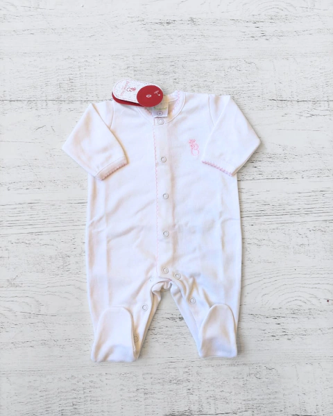 ENTERITO BLANCO LISO CON PICOT ROSA ALGODON - BROTECITOS (BROENT-13)