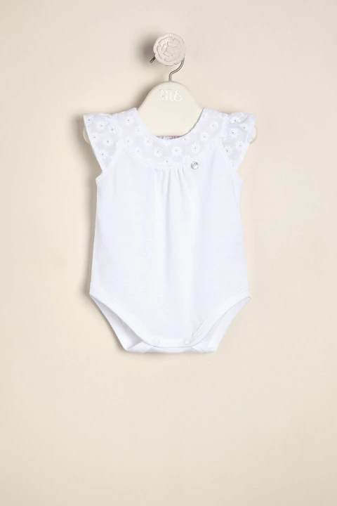 BODY DE ALGODON COMBINADO CON BRODERIE DE ALGODON EN EL CANESU Y DIJE DE NACAR ANTO - MAGDALENA (ME45011413-01)