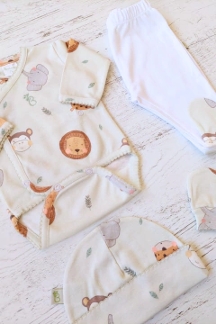 AJUAR 4 PIEZAS CARITAS ACQUA : BODY, RANITA, GORRO Y MITONES (BROSETB-CAA) - comprar online