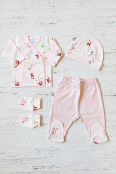 AJUAR 4 PIEZAS POEMA ROSA : BATITA, RANITA, GORRO Y MITONES (BROSETA-GP) - comprar online