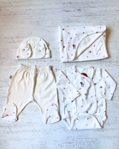 AJUAR 5 PIEZAS ROCOCO PIMA: MANTA, BODY, RANITA, GORRO Y MITONES (BROSET5P2-IE) en internet