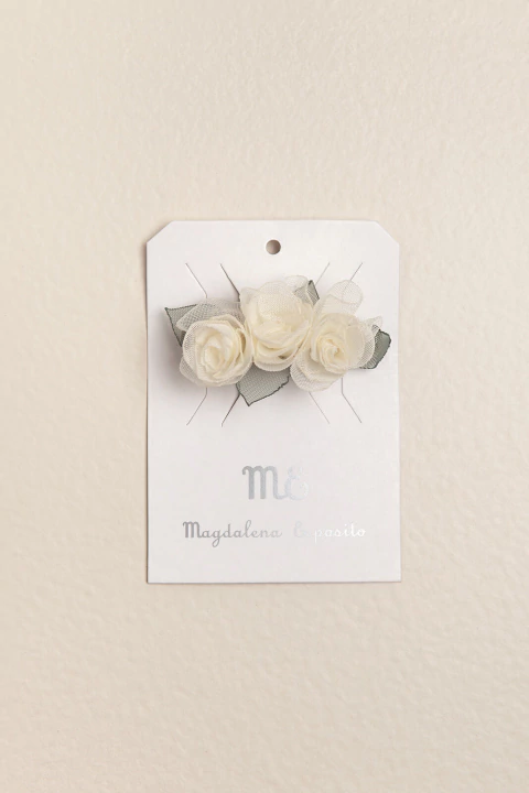 HEBILLA FRANCESA CON 3 FLORES PEQUEÑAS - MAGDALENA ESPOSITO (ME9984Q)