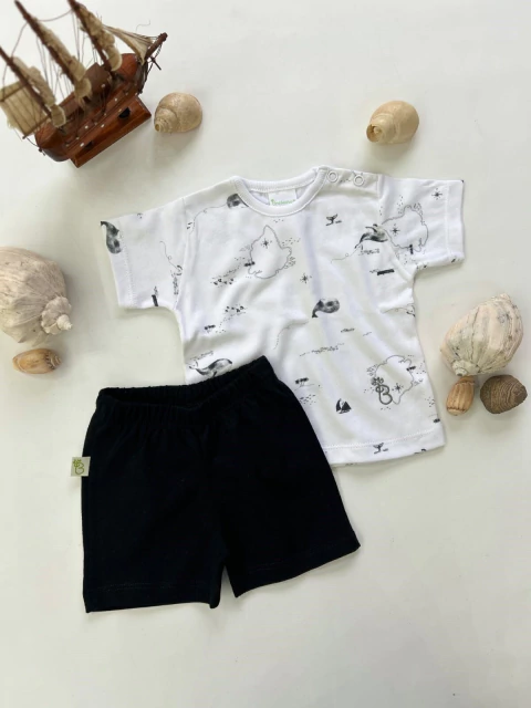CONJUNTO BALLENAS NEGRO REMERA Y SHORT - BROTECITOS (B825225E-JO)