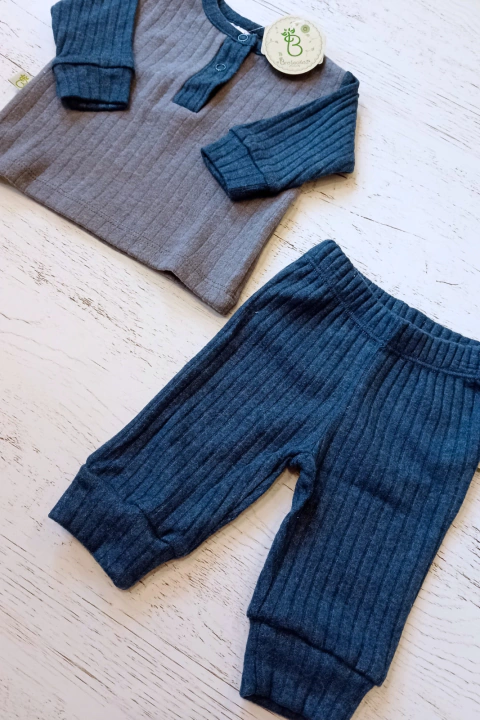 CONJUNTO BUZO Y PANTALON ALGODON FRIZADO AZUL - BROTECITOS (BROBUYPAFR-21)