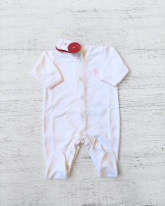 ENTERITO BLANCO LISO CON PICOT ROSA ALGODON - BROTECITOS (BROENT-13) - comprar online