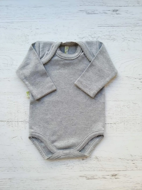 BODY ML GRIS TOPO MELANGE CUELLO AMERICANO - BROTECITOS (BROBOAM-55T)