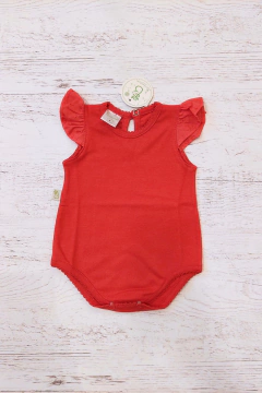 BODY SM JERSEY C/ VOLADO EN HOMBRO ROJO LISO - BROTECITOS (BROBOV02-RJ)