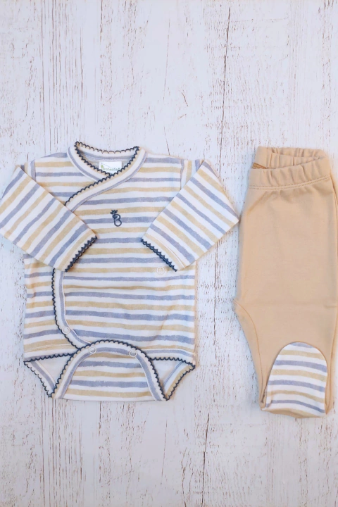 SET BODY Y RANITA RAYAS AZUL Y ARENA - BROTECITOS (BROSETE-EL)