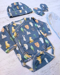 AJUAR 4 PIEZAS aires de montaña azul : BODY, RANITA, GORRO Y MITONES (BROSETB-AM-21) - comprar online