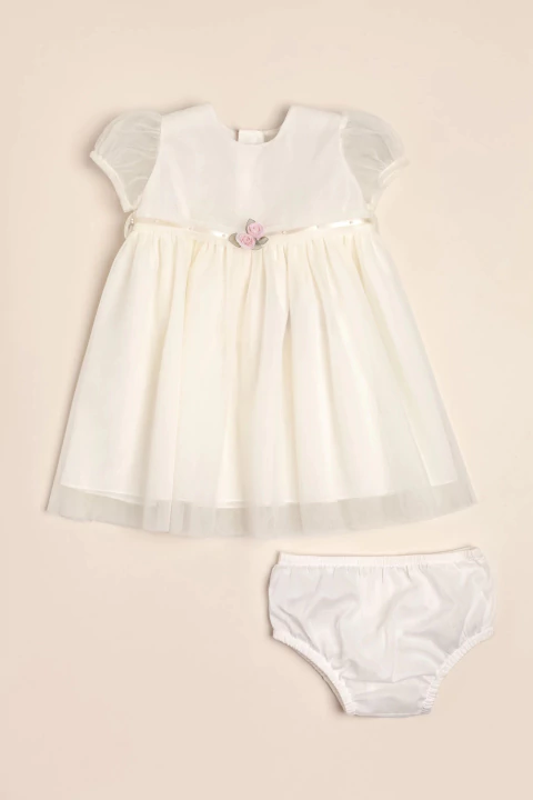 VESTIDO DE TUL CON CINTURON DE FLORES - MAGDALENA ESPOSITO (ME44061818)