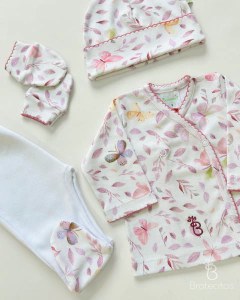 AJUAR 4 PIEZAS MORA : BATITA, RANITA, GORRO Y MITONES (BROSETA-IK)