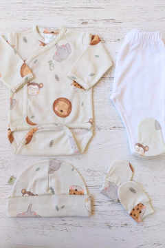 AJUAR 4 PIEZAS CARITAS ACQUA : BODY, RANITA, GORRO Y MITONES (BROSETB-CAA)