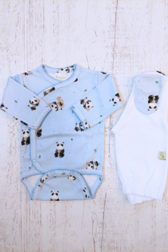 SET BODY Y RANITA PANDA CELESTE PIMA - BROTECITOS (BROSETE-PC) - Mamá Coneja