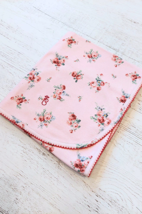 MANTA FLORAL ROSA ALGODON DOBLE - BROTECITOS (BROMA-GA)
