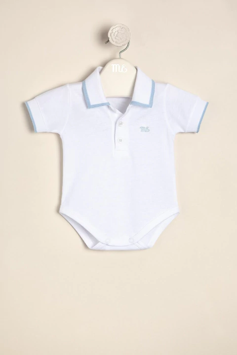 BODY DE JERSEY DE ALGODON CON CUELLO PUÑO TEJIDO Y LOGO BORDADO GREGORIO - MAGDALENA (ME45012529-12)
