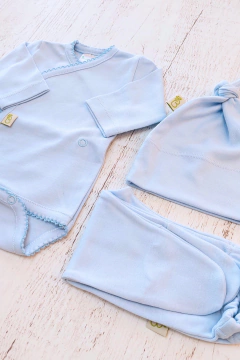 SET 3 PIEZAS PREMATURO CELESTE LISO - BROTECITOS (BRO315P-02)