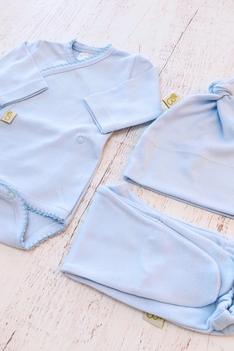 SET 3 PIEZAS PREMATURO CELESTE LISO - BROTECITOS (BRO315P-02)