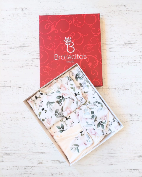 AJUAR 5 PIEZAS RECUERDOS NATURAL: MANTA, BODY, RANITA, GORRO Y MITONES (BROSET5P2-FP)