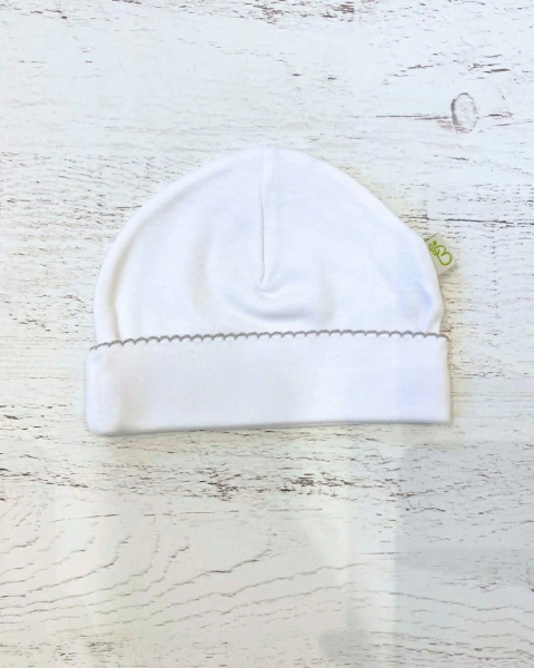 GORRO BLANCO PICOT GRIS - BROTECITOS (B010105-15)