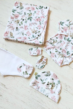 AJUAR 5 PIEZAS RECUERDOS BLANCO: MANTA, BODY, RANITA, GORRO Y MITONES (BROSET5P2-RB) - comprar online