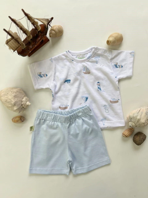 CONJUNTO FAROS CELESTE REMERA Y SHORT - BROTECITOS (B825225E-JD)