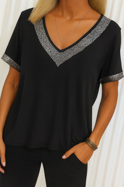 Remera V Oversize SHINE BLACK XL/XXL - comprar online