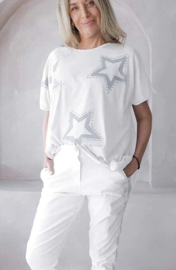 Remerón esmeralda big stars blanco de Kuwana Shop