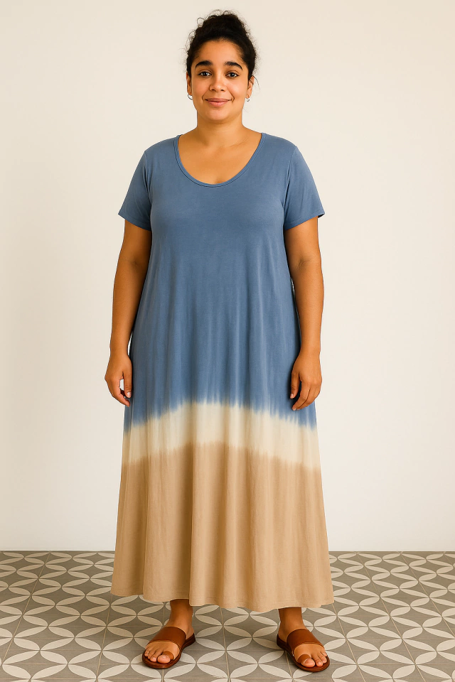Vestido largo batick oversize azul