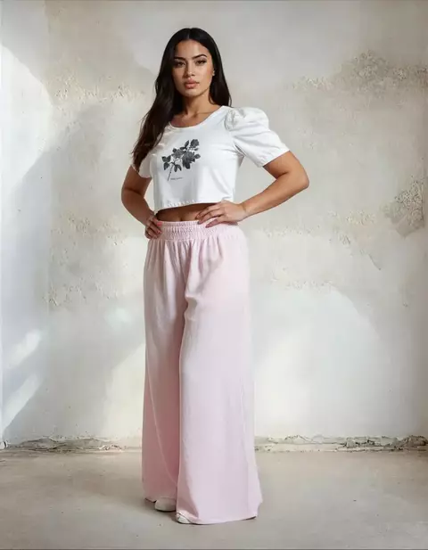 Maxi Palazzo HELENA LINO ( 40 al 50) ROSE - comprar online