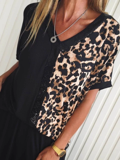 Remera V Combinado PRINT BEIGE SHINE (XL/XXL) - comprar online