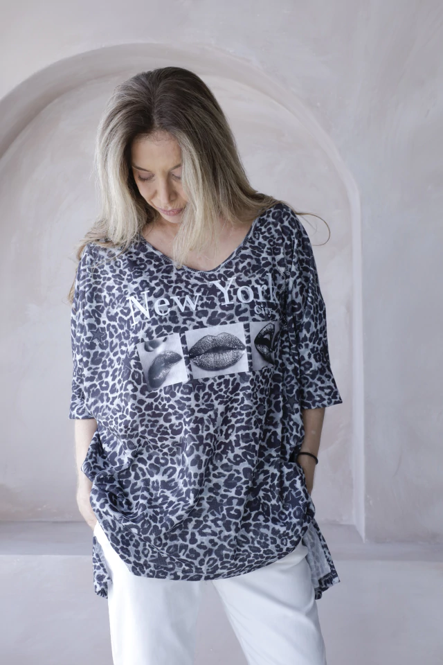 Remera NY animal print gris (XL/XXL) — imagen 7