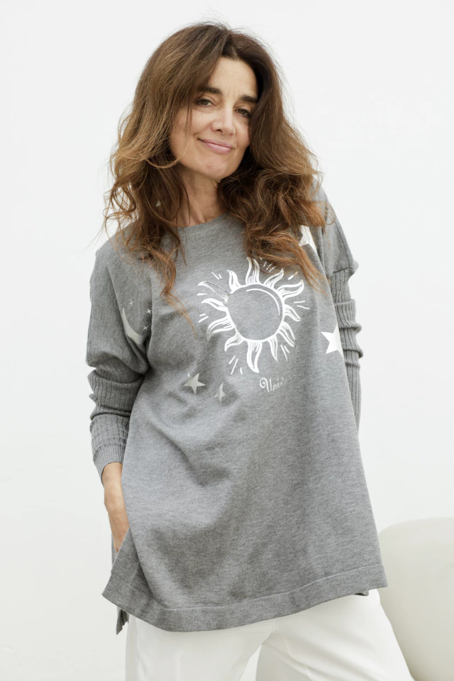 Sweater Bremer largo gris de Kuwana Shop