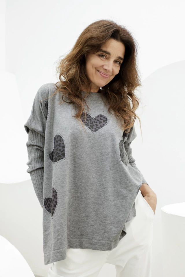 MAXI Sweater BREMER LARGO GREY (XL/XXL) LOVE PRINT- AW25