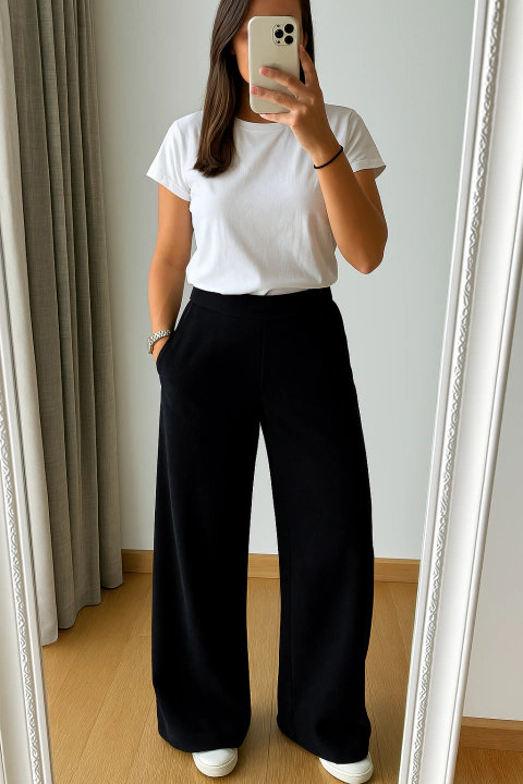 Maxi Palazzo CORDEROY BLACK (42 al 50 ) - comprar online