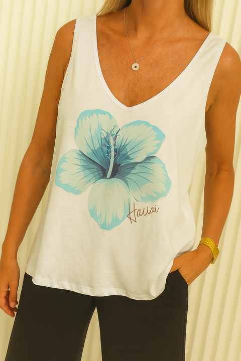 Musculosa V Evasé HAWAI (M al XL) -WHITE - comprar online