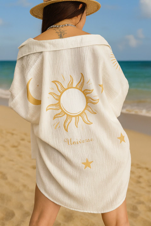 Camisa Maxi Oversize LINO BAMBULA ESTAMPADA UNIVERSE (XXL) PREMIUM WHITE - comprar online