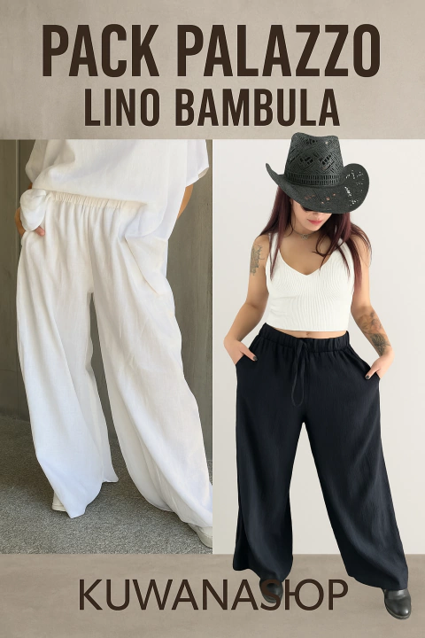 PACK X 2 Maxi Palazzo LINO BAMBULA (40 al 52) - comprar online