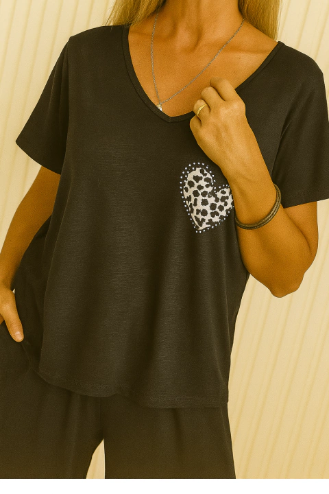 Remera V LOVE PRINT FLAME PREMIUM Black [ 4 TALLES] - comprar online