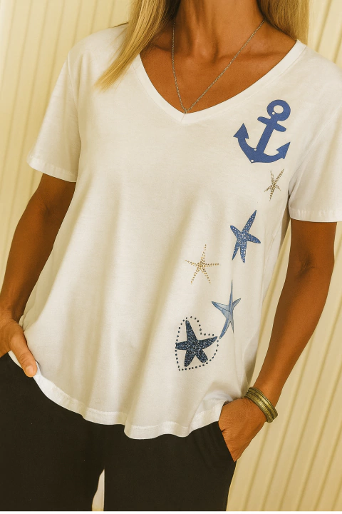 Remera V MARINE PREMIUM [ 4 TALLES] - White - comprar online