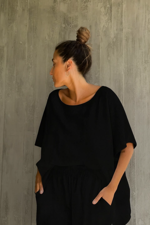 TUNICA LINO BAMBULA - OFF WHITE (XL/XXL) - BLACK - comprar online